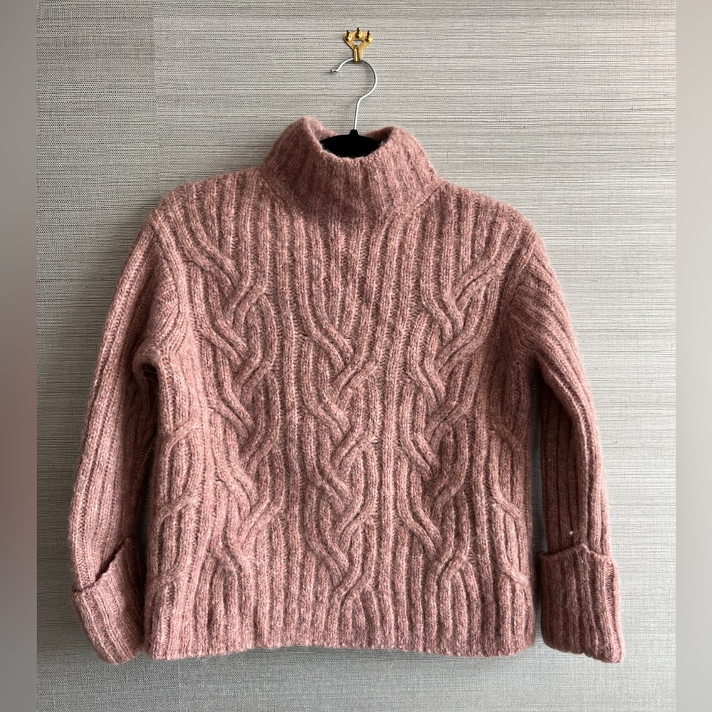 Vince 💫EUC💫 Pink Alpaca Wool Blend Cable Knit Turtleneck Sweater - XS